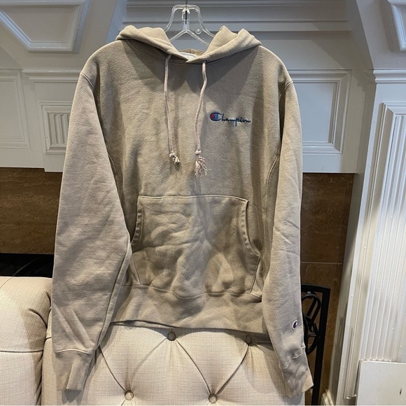 AV: Champion Men's Beige Embroidered Logo Sweatshirts & Hoodies Sz S - Picture 2 of 11